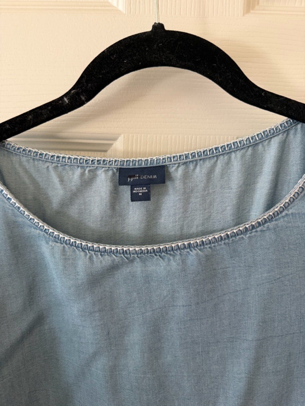 J. Jill Light Blue Denim Scoop Neck Blouse